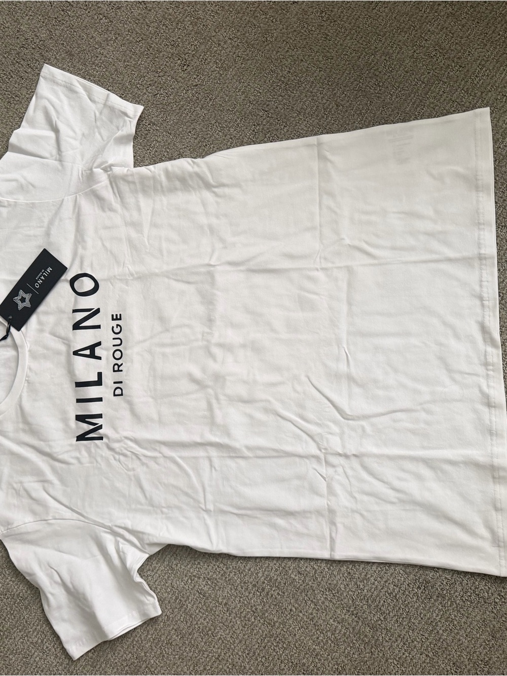 Milano Di Rouge White Tee with Black Vertical Logo